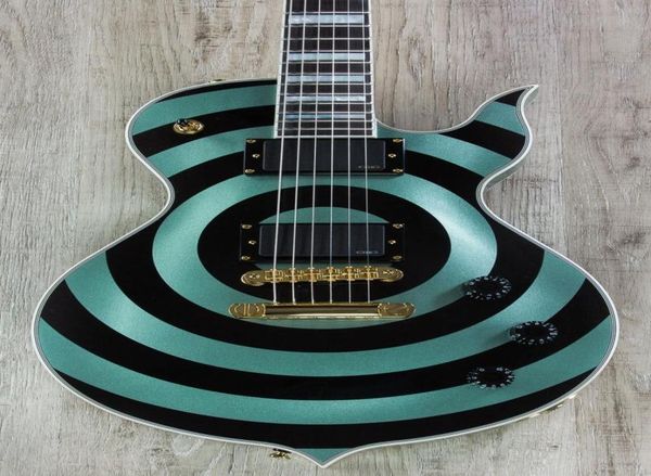 Wylde Audio Odin Grail Gangrene Metallic Green W Black Bullseye E-Gitarre Ebenholzgriffbrett MOP Large Block Inlay Little 8161222