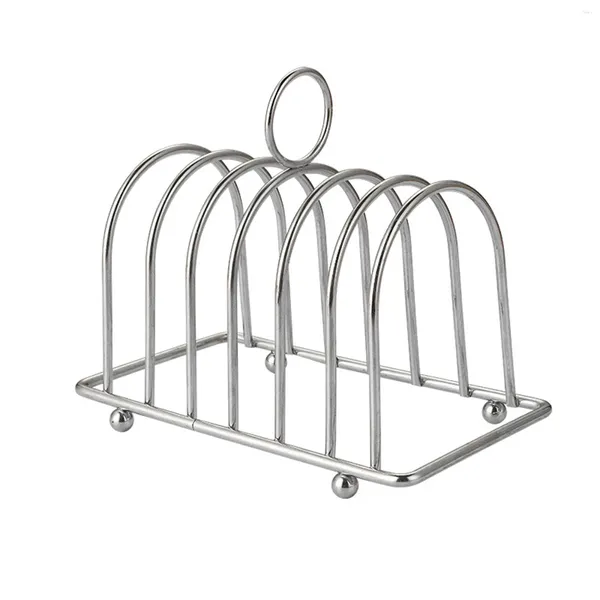 Piatti Portapane Portapane Toast 6 Slot Raffreddamento in filo metallico solido con maniglia e piedini Accessori per stoviglie