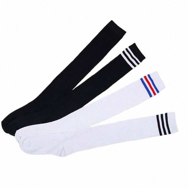 Japon Okulu Üniformaları Accories JK Kız Çoraplar Vintage 3 Stripes Öğrenciler Gençler Diz Üniforma Çorapları Cosplay Black 08ja#