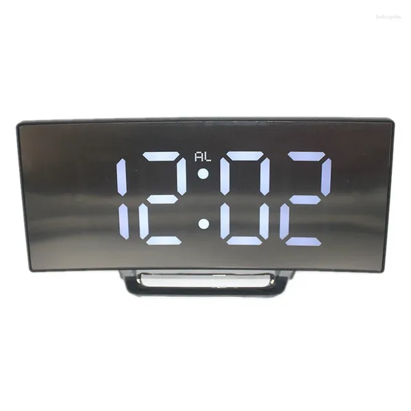 Relógios de mesa Digital Relógio Electroniddc Alarme Nddoiseless Curveddd Design LED Grande DddNumber Display Mirror para crianças Bedroomd