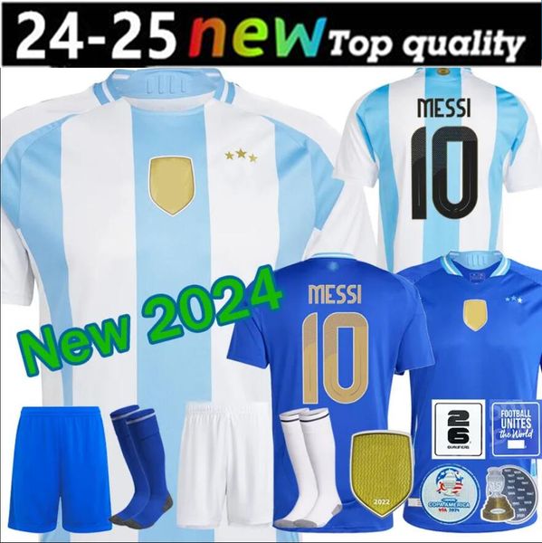 Camisetas Argentina Soccer Jersey Kids Kit 2024 Copa América 3 Estrelas 2025 National Team Cup 24/25 Home Away Men Football Shirt Train DI MARIA LAUTARO MARTINEZ 4XL