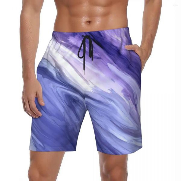 Мужские шорты с мраморным принтом, летние плавные абстрактные гавайские пляжные шорты, мужские шорты для бега, серфинга, удобный дизайн, плавки