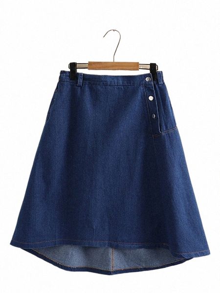Женская джинсовая юбка больших размеров с эластичным поясом, свободная большая юбка по краю, юбка длиной до колена, тонкая джинсовая ткань, зонтик 13z4 #