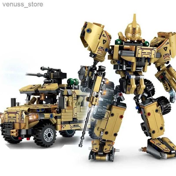 632 PZ 2-in-1 Portaerei Militare Carro Armato Trasformazione Robot Building Block Fuoristrada Giocattolo Per Bambini Regalo R231208 Spedizione Gratuita DHL/UPS