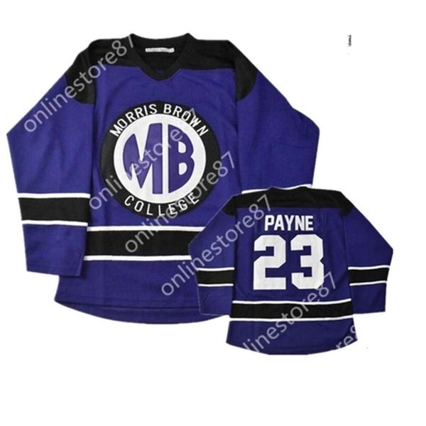 24s 40Movie Jerseys Morris Brown Academy Martin Payne Hóquei Jersey Personalizar qualquer nome e número Personalidade Bordado Hóquei Jersey