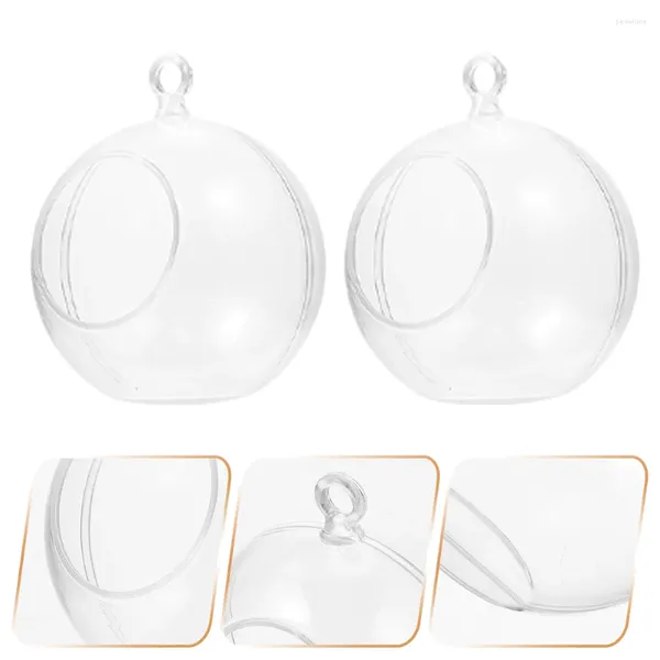 Titulares de vela 10 PCs Bola de decoração de Natal Bola de plástico transparente ornamentos oco bolas de enchimento oco Cabides decorativos Velas e esferas