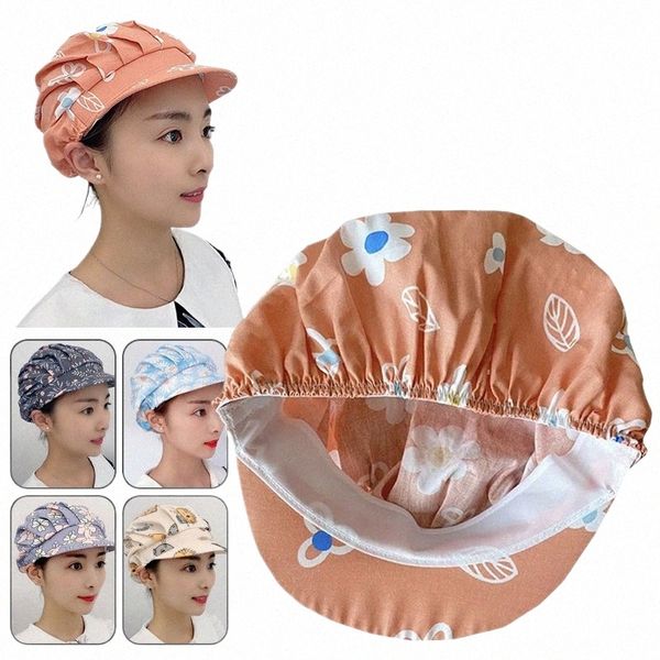 Donne Elastico Cappello da cuoco con tesa Cott Ristorante Cucina Cibo Ristorazione Caps Cafe Bar Cameriere Tappo antipolvere Cucina Chef Scrub Hat h5cf #