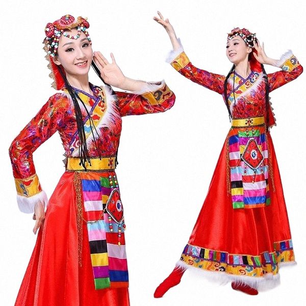 nuova danza tibetana dr stile etnico gonna grande performance di danza quadrata dr adulto lg gonna manica dr femminile 837A #