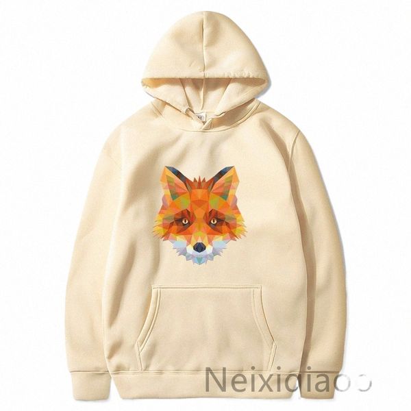 Plus Size Gem Fox Stampa Donna Uomo Felpe con cappuccio Stile coreano Abbigliamento Kawaii Felpa Cute Carto Fox Grafica femminile Streetwear M4FJ #