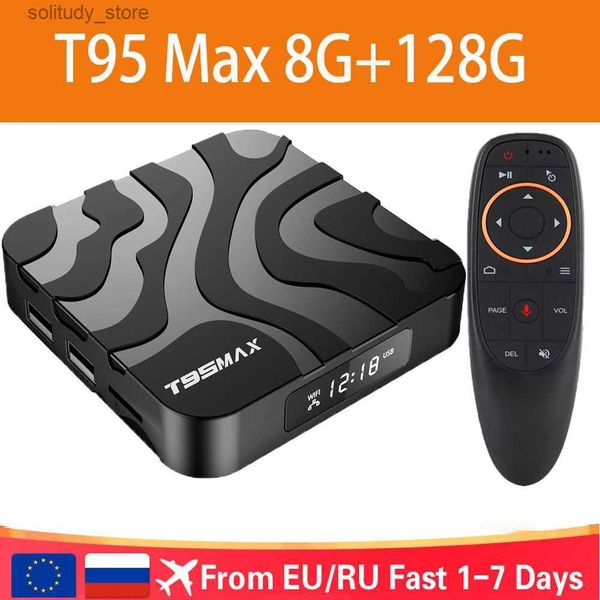 Set Top Box TV box T95 Max Smart Android 12 H618 Ram 8GB Rom 64GB 128GB set-top box dual WiFi 2.4G 5G 6K HDR10 BT AV1 lettore multimediale box rapido Q240330