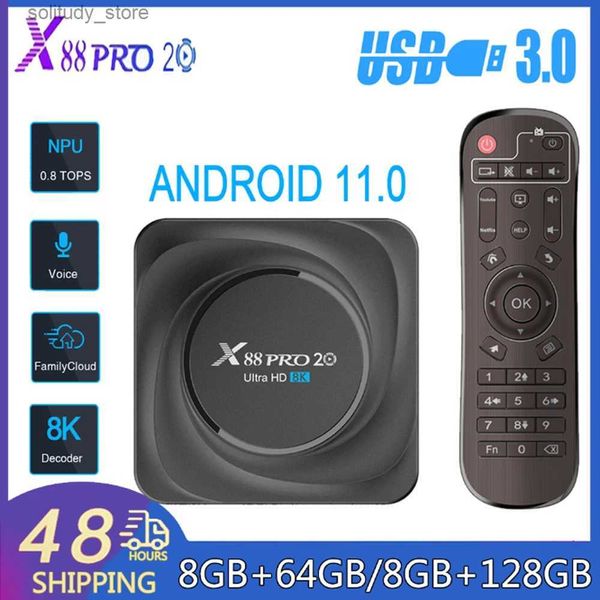 Set Top Box X88 Pro 20 Inteligente Android TV Box HD 8K Rockchip RK3566 LAN 1000M BT4.2 Set-top Box BT4.2 Android 11 2.4G 5G Dual WiFi Media Player Q240330