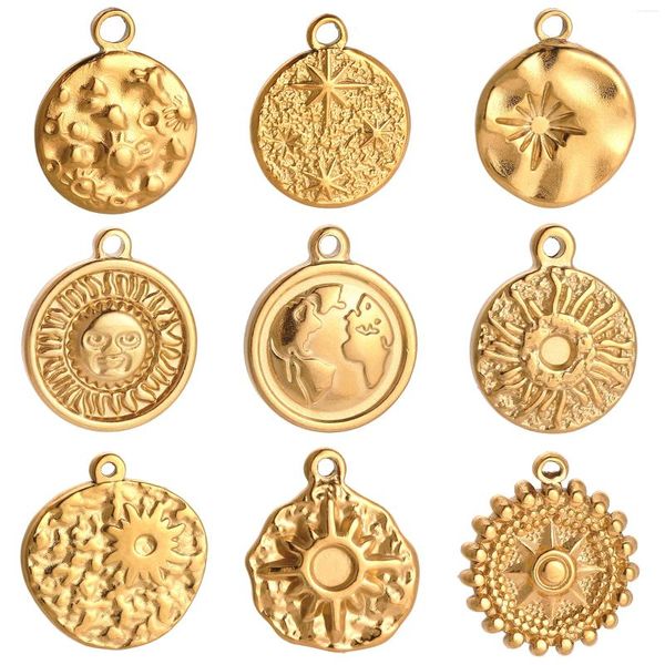 Ciondoli 3 pezzi in fusione di acciaio inossidabile stella del sole per la creazione di gioielli forniture orecchini fai da te bracciale collana accessori colore oro