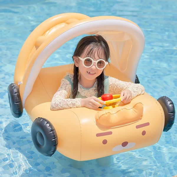 Rooxin Auto-aufblasbarer Pool-Schwimmsitz mit Lenkrad, Baby-Wasserspielrohr, Babi-Schwimmring-Spielzeug 240322