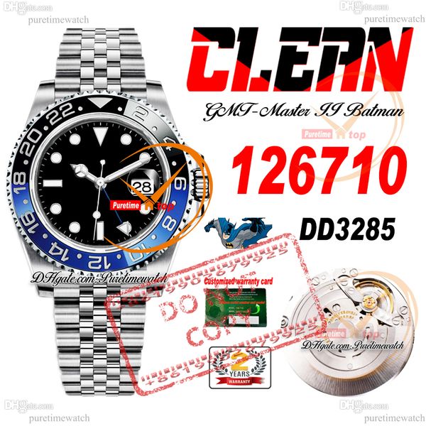 Batman 126710 DD3285 Automatik-Herrenuhr, saubere CF-blaue Keramiklünette, schwarzes Zifferblatt, 904L JubileeSteel-Armband, Super Edition, gleiche Seriennummer, Puretime Reloj f2