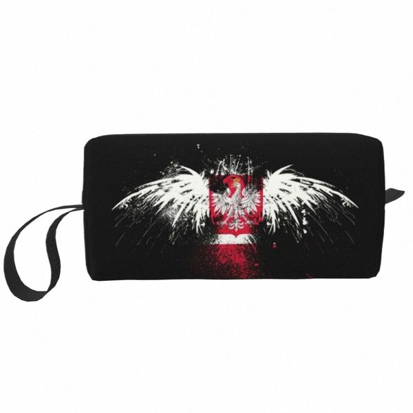 Bandeira da Polônia Polska Eagle Bolsa de maquiagem para mulheres Organizador de cosméticos de viagem Fi Polonês Patriotismo Sacos de higiene pessoal de armazenamento u4T1 #