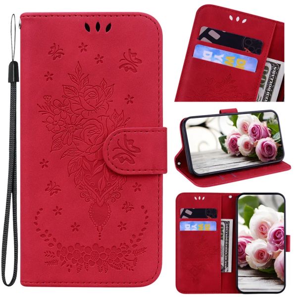 Flip Leder Hülle für Redmi 10 10a 10c 9 9a 9t 8 8a 7 7a 6 6a 9at NFC K50 K50 Pro K40S K30 K20 Karten Schmetterling Rosenbuch Cover Book Cover