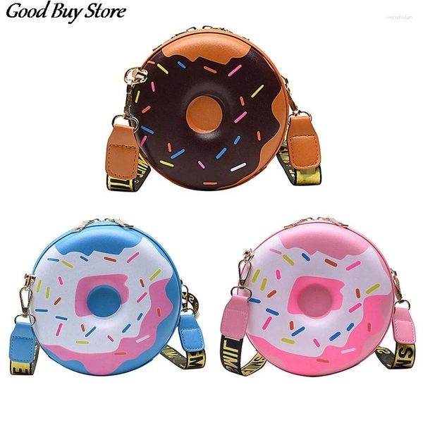 Umhängetaschen, Donut-Form, Mädchen, niedlich, Leder, Umhängetasche, runde Handtaschen, Geldbörsen, Damen, Mini, lässig, Reisetasche, Bolsa-Handtasche