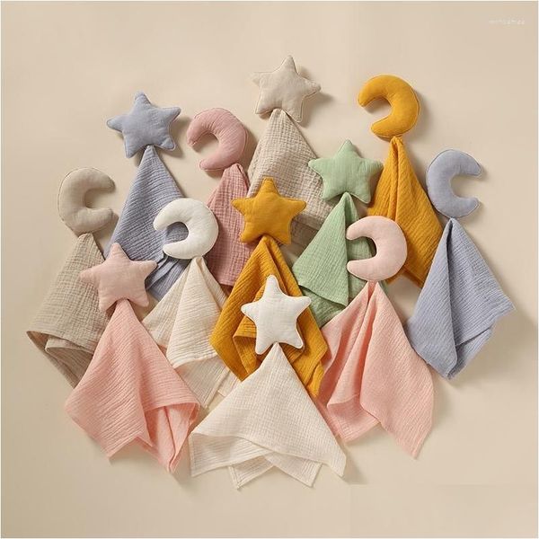 Coperte Fasce per neonati Mussola di cotone Piumino Coperta Morbida Star Born Slee Dolls Cute Kids Sleep Toy Lenire Placare Asciugamano Bavaglini Saliva Dhl7X