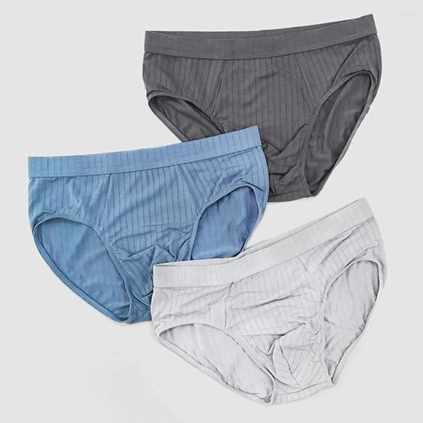 Cuecas masculinas modais briefs roupa interior listra alta elasticidade tanga cintura média calcinha curta ultra-suave pele amigável