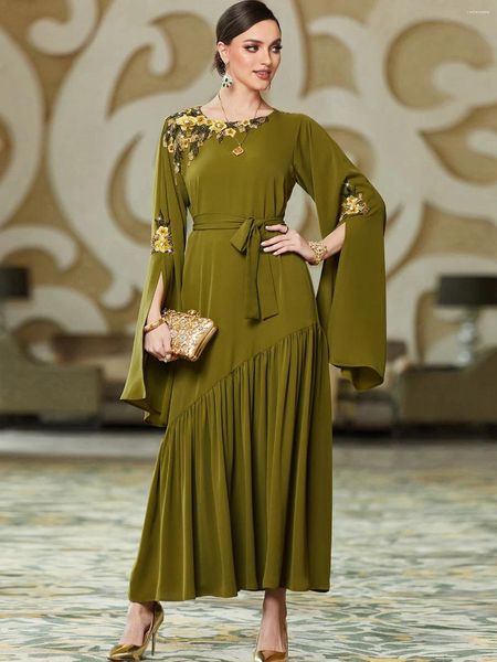 Roupas étnicas Moda Verde Abaya Alta Qualidade Crepe Jazz Mulheres Muçulmanas Islâmicas Jilbab Festa Vestido de Casamento Chegada