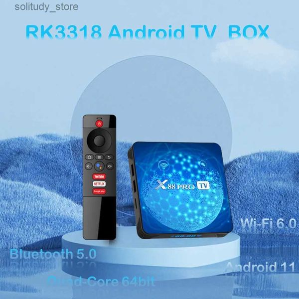 Set Top Box RK3318 Android TV box 4K 60f 4GB RAM 32GB ROM Google Player Youtube telecomando dual band WIFI set-top box Android TV Q240330