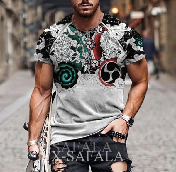 Homens camisetas Batalha dos Deuses Mitologia Ninja Guerreiro TattooPrinted Alta Qualidade Fibra de Leite T-shirt Redondo Pescoço Homens Feminino Casual Top-6745770