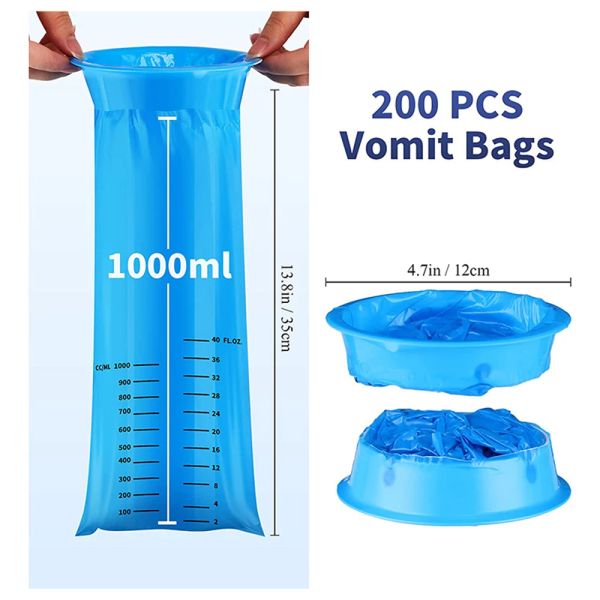 Borsa per vomito portatile Borsa per vomito usa e getta Borsa per vomito per auto da 1000 ml Borsa per vomito per auto sportiva da viaggio Borsa per vomito per donna incinta malata