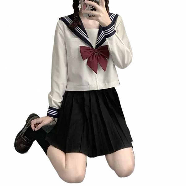 Japanischer Stil Student Mädchen Schuluniformen Mädchen Marine Kostüm Frauen Sexy Marine JK Anzug Sailor Bluse Faltenrock K3HX #