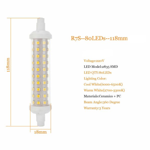 LED R7S LED 78mm 118 mm Lulbino R7S 20W 30W 12W SMD 2835 Lampada Lampada Lampada 220 V Risparmio di energia del mais Sostituire la luce alogena