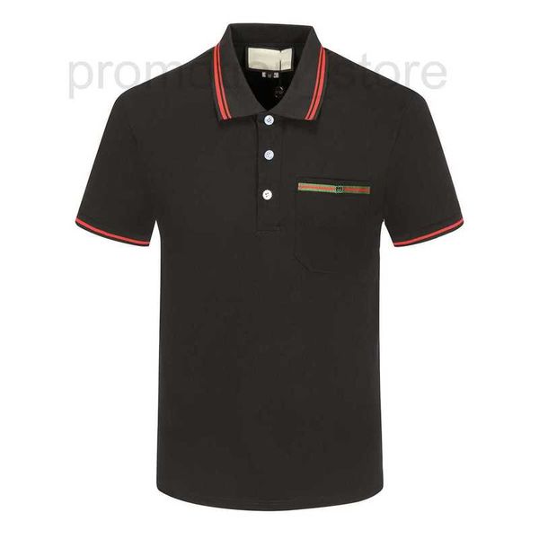 Polo da uomo firmate Camicia POLO ricamata con colletto a righe rosse e verdi Flip T-shirt a maniche corte Mezza unisex stile casual SV8K