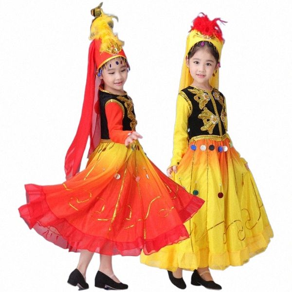 Roupas de desempenho de palco de dança clássica executam trajes de tambor ouro vermelho cor crianças Yangko x4GC #