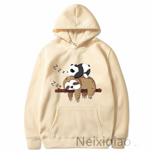 Plus Size Preguiçoso Panda E Koala Carto Imprime Com Capuz Mulheres Homens Casual Hoodies Moletom Harajuku Menina Outono Inverno Quente Tops g745 #