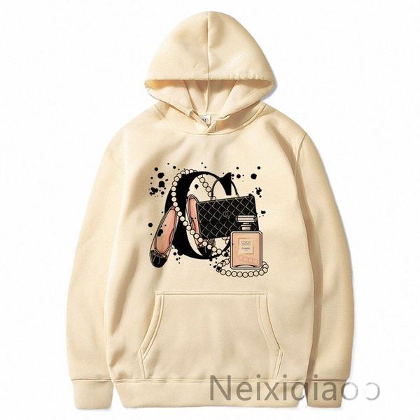 Artı Boyut Parfüm Şişesi Baskı Hoodie Kadın Erkekler Sonbahar Kış Polar Sıcak LG Kollu Temel Harajuku Sweatshirt Kadın Külot 45ni#