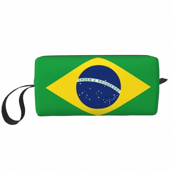 Bandeira do Brasil Bolsa de cosméticos Mulheres Fi Estojo de maquiagem de grande capacidade Bolsas de higiene pessoal de armazenamento de beleza H5Sa #