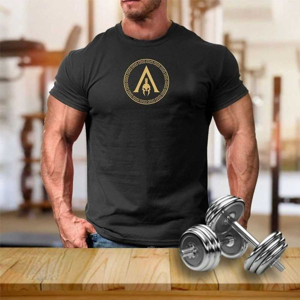 T-shirt da uomo Spartan Shield Palestra Allenamento fitness T-shirt da allenamento per boxe 100% cotone O-Collo Manica corta T-shirt da uomo casual Taglia S-3XL J240330