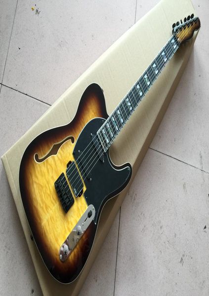 Personalizado direto da fábrica nova venda Sunburst maple guitarra elétrica com placa superior e placa traseira 22 caracteres 6471395