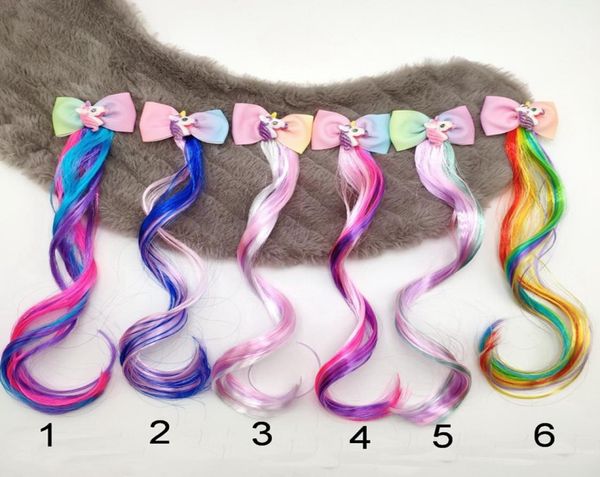 Haarverlängerungen, lockige Perücke für Kinder, Mädchen, Pferdeschwänze, Einhorn-Kopf, Haarschleifen, Clips, Haarnadeln, Haarnadel, Haarspange, Haar-Accessoires 1069620013