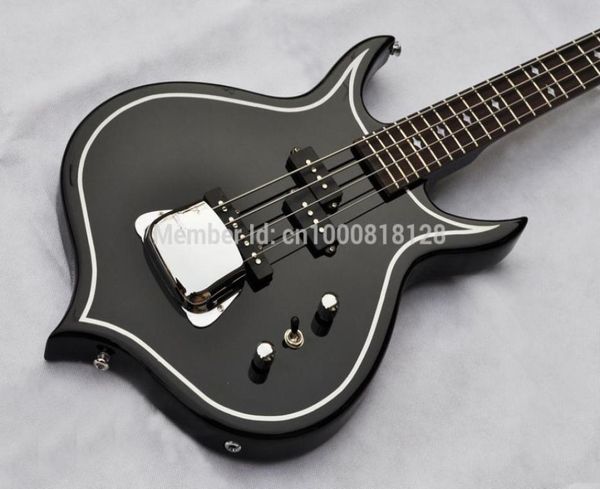 Promoção Kort 4 cordas em forma de pêssego guitarra GeneSimmons Black Axe Electric Bass Guitar Big Chrome Bridge Cover Diamond Inlay4960476