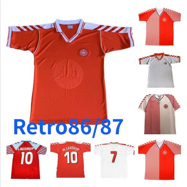 4XL LAUDRUP M.LAUDRUP 86 87 Дания Футболка в стиле ретро ERIKSEN HOME RED AWAY WHITE 1986 1987 HOJBJERG CHRISTENSEN SKOV OLSEN BRAITHWAITE DOLBERG рубашка с рукавами