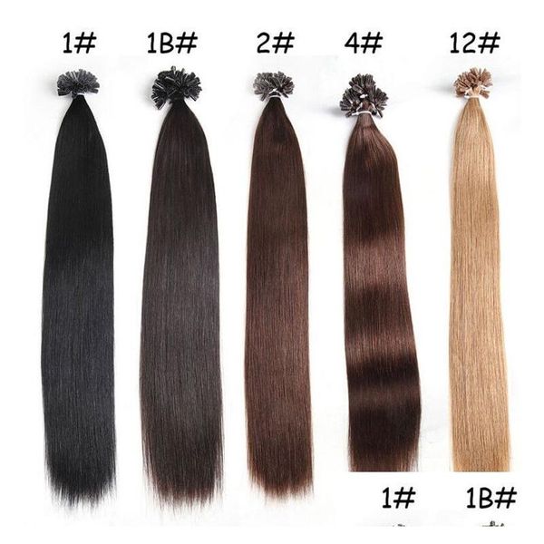 Extensões de cabelo pré-ligadas 1G S 100G Pacote 14 24 100 Human U Dica Remy Peruana Onda Reta Prego 5 Opção de Cor Drop Delivery Produtos Dh9SP