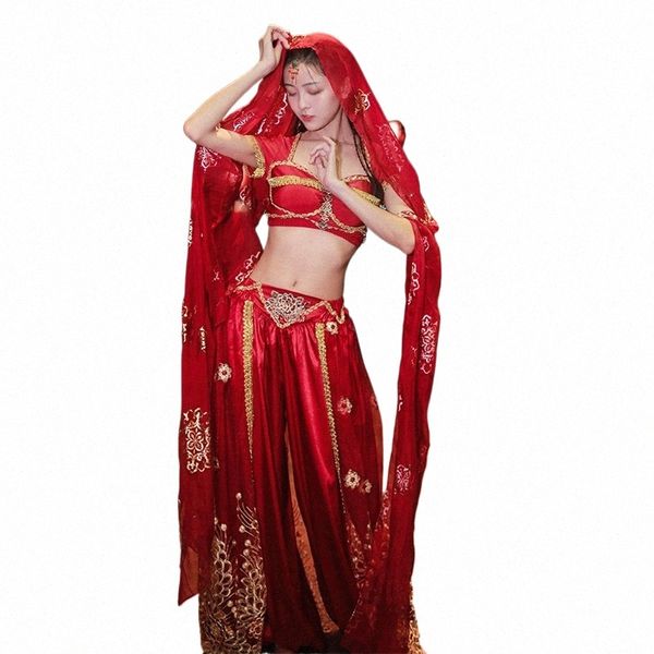 Halen Natale Costumi Cosplay Ragazze Danza del ventre Vestito Abiti indiani Donna Bollywood 2 pezzi Set Top e pantaloni z8Mi #