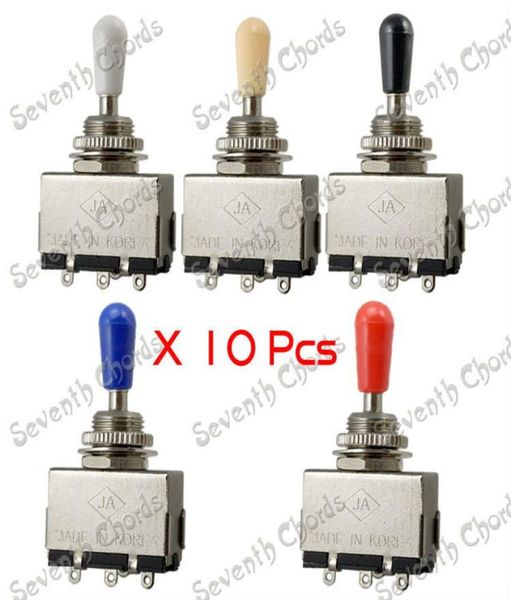 10 peças seletor de interruptor de alternância de 3 vias captador cromado para guitarra elétrica 5 cores tip49605394952392