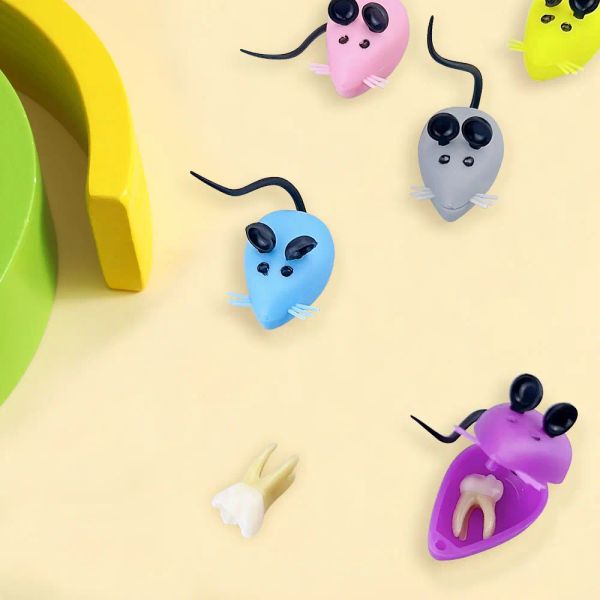 50 pcs niedlich 3D Mini Mausform Kunststoff Milchzähne Aufbewahrungsbox Baby Zähnekasten Kinder Zahnsparklang Organizer Keepsake Container
