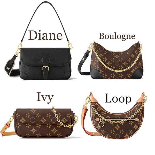 Lüks Tasarımcı Çantalar Zincir Oda Ivy Lady Döngüsü Boulogne debriyaj Bulgu Çantaları Vintage Womens Çanta Çantası Crossbody koltuk altı çanta Erkekler Deri Tote Omuz Zarf Çantası