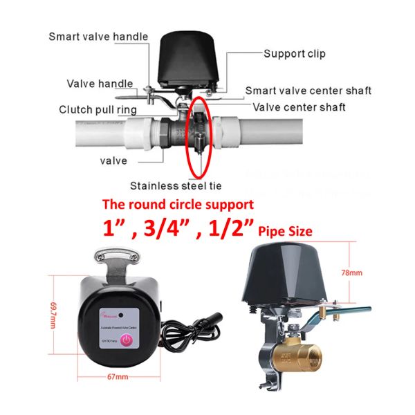 Tuya Smart Wi -Fi Zigbee Water Gas Gase Clape On/Off Auto Control Обратный отсчет Клапан Alexa Google Home Выключите контроллер