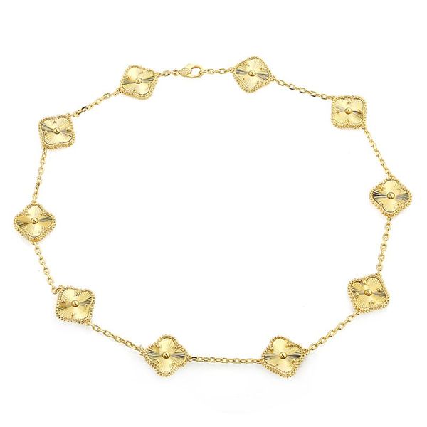 10 Motivblume 4 Vier Blattklee Halskette Designer für Frauen v-golden Achat Mutter des Perlenanfangs Anhänger 18k Goldschmuck Männer Valentinstag Daily Outfit UIDQ