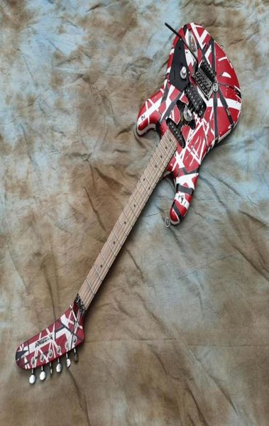 Heavy Relic Big Headstock Kram Edward Van Halen 5150 White Black Stripe Red Franken E-Gitarre Floyd Rose Tremolo Locking N7649058