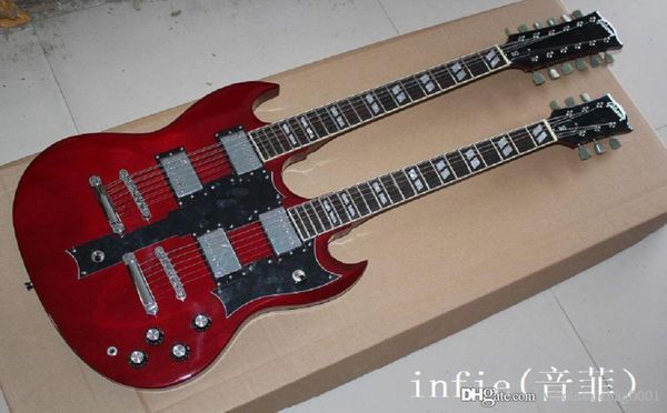 6strings ve 12 Dizeler Çift Boyun SG400 Mağazası Özel SG ELEPTİK GİTAR KIRMIZI ROLOR8996531