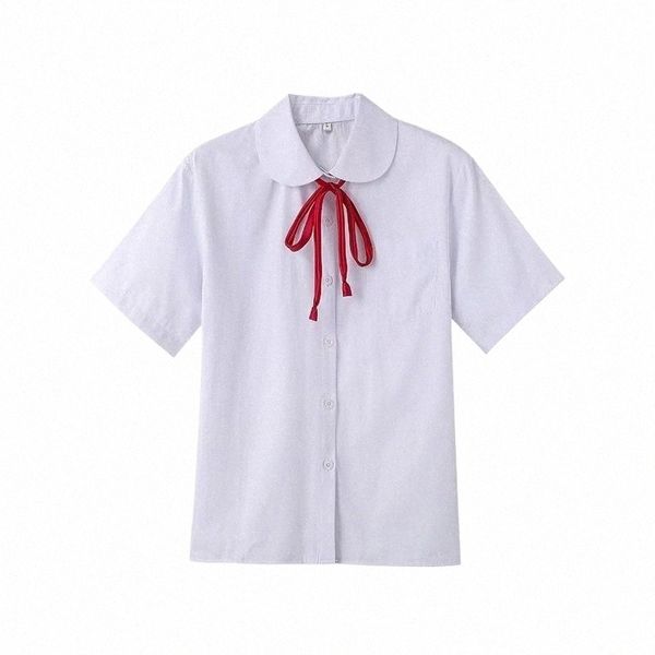 Nova menina bonito uniformes redondo boneca colarinho camisa blusa roupas femininas branco jk japonês escola menina cosplay marinheiro camisas meninas t3KX #