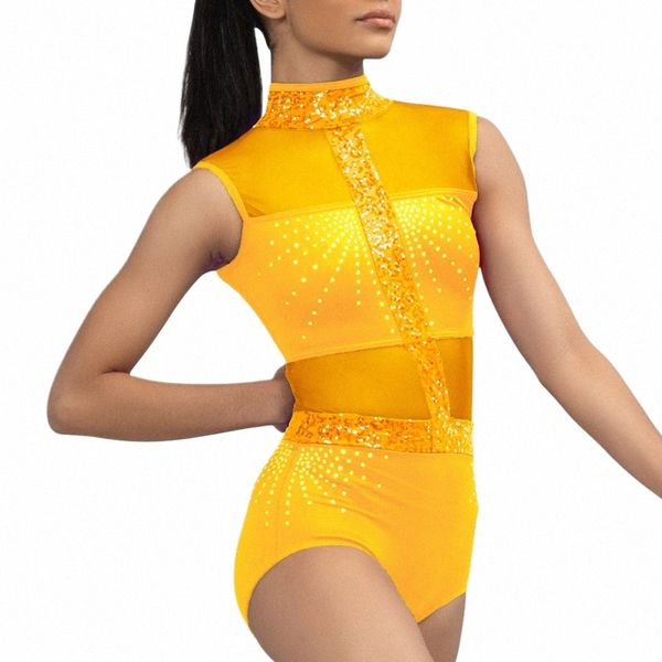 Midee Jazz Dance Wear per le donne della ragazza Crystal con paillettes scintillanti Collisi Shiny Competit Stage Performance Dance Costume p6o4 #